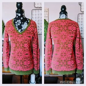 Banana Republic Pink & Green Patterned Sweater size Small